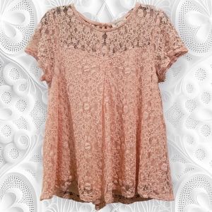 Monteau Los Angeles Rose Pink Lace Medium Swing Top